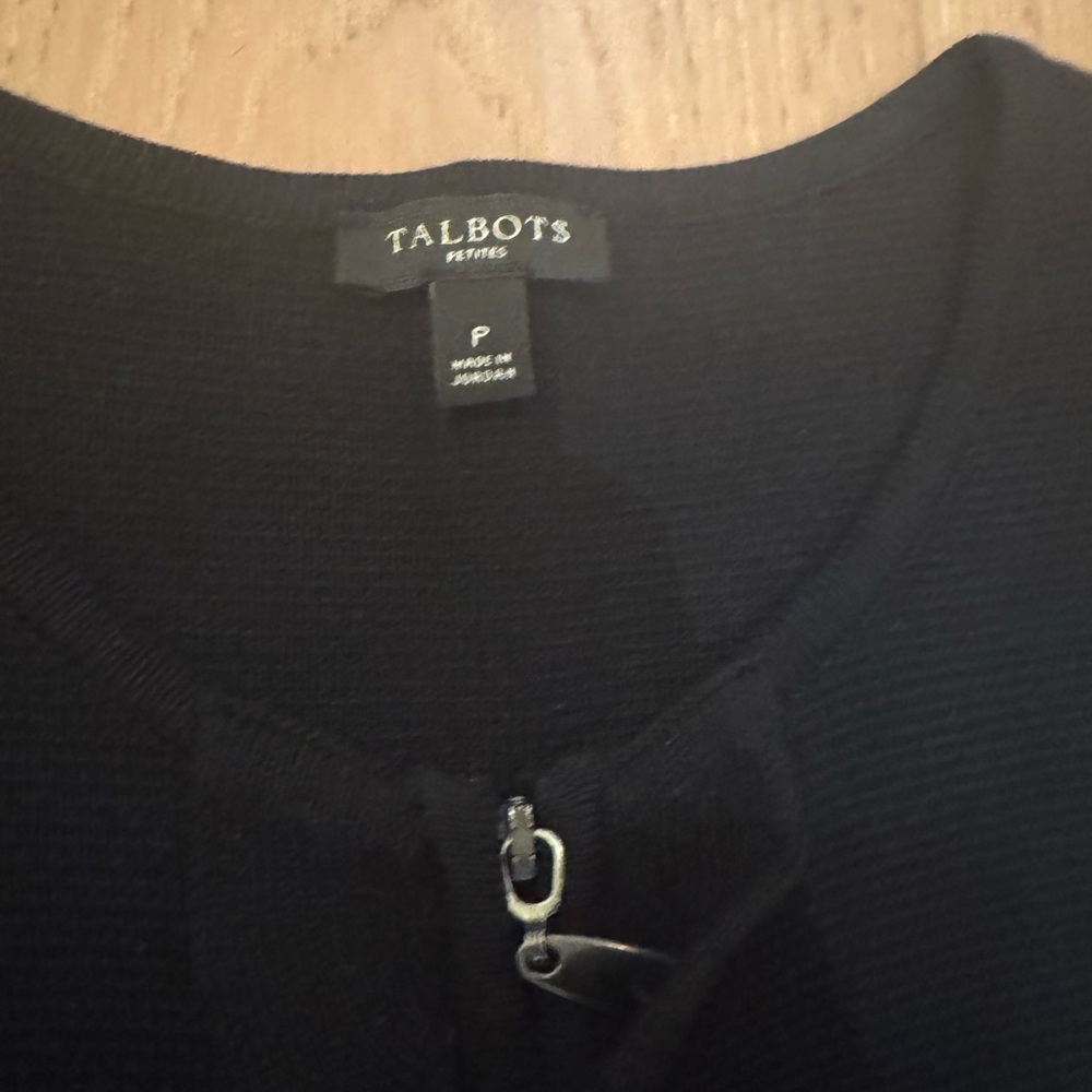 Talbots Petite Black Ruffled Sweater Jacket - Picture 3 of 3